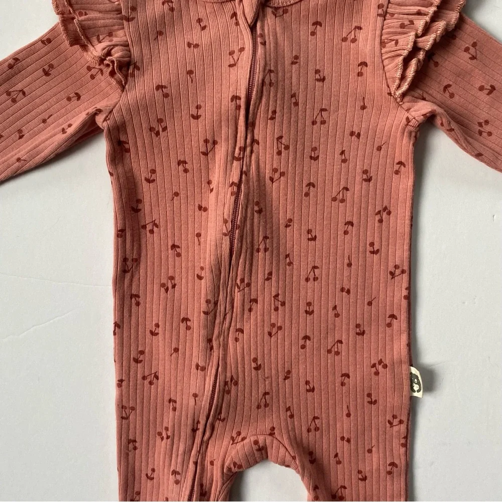 Rabbit + Bear One Piece 3 6 Months Romper Organic Cotton Rose Pink Baby Girls